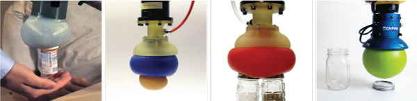 Jamming Grippers (left to right): iRobot, Cornell Univ Generation 1&2, Empire Robotics