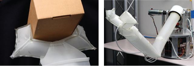 インフレータブル構造のアームとグリッパー（開発者のWebサイトから）